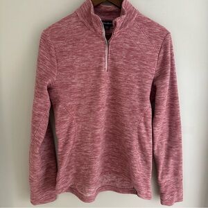 Eddie Bauer Women's Marbled Pink Quarter-Zip Sweater Soft Outdoors Athletic Sm